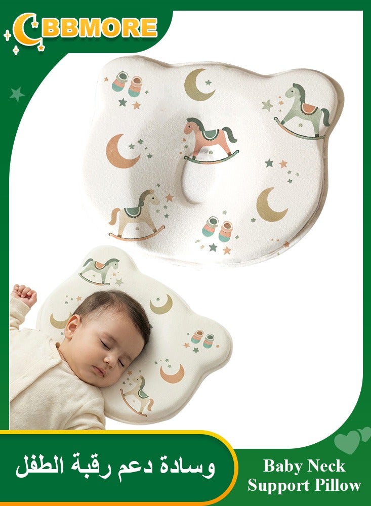 BBMORE Baby Neck Support Pillow,Memory Foam Baby Pillow Soft and Cozy Baby's Head Shaping Pillow Suitable for Newborns Prevent Flat Head (Horse) - Image 1